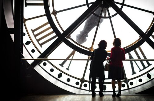 humans and big clock